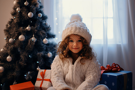 冬日里庆祝圣诞节的小女孩图片