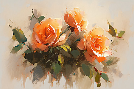 橙色玫瑰艺术插画图片