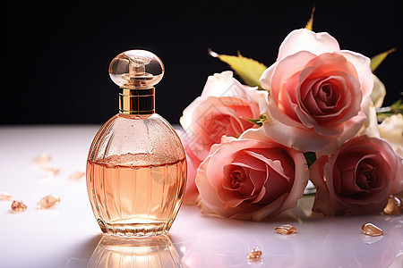 女性玫瑰香气四溢的玫瑰香味香水背景