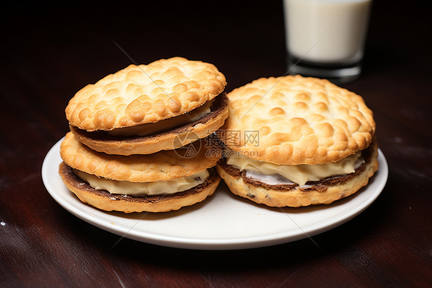 美味的奶油夹心饼干图片