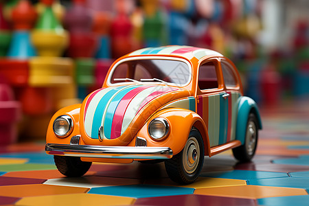 缤纷的彩色儿童汽车模型图片