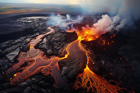 壮观火山喷发景观设计图片