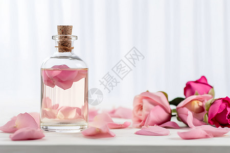 清透芬芳的玫瑰精油背景图片