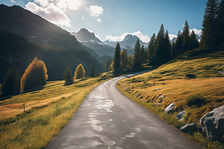 自然之美的山间道路图片