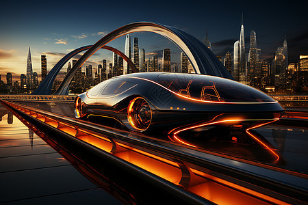 未来桥上的悬浮汽车图片