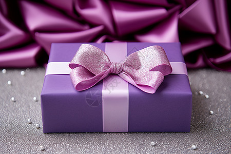 紫色彩带蝴蝶结礼盒背景