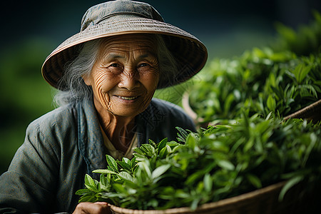 老人正在制茶图片