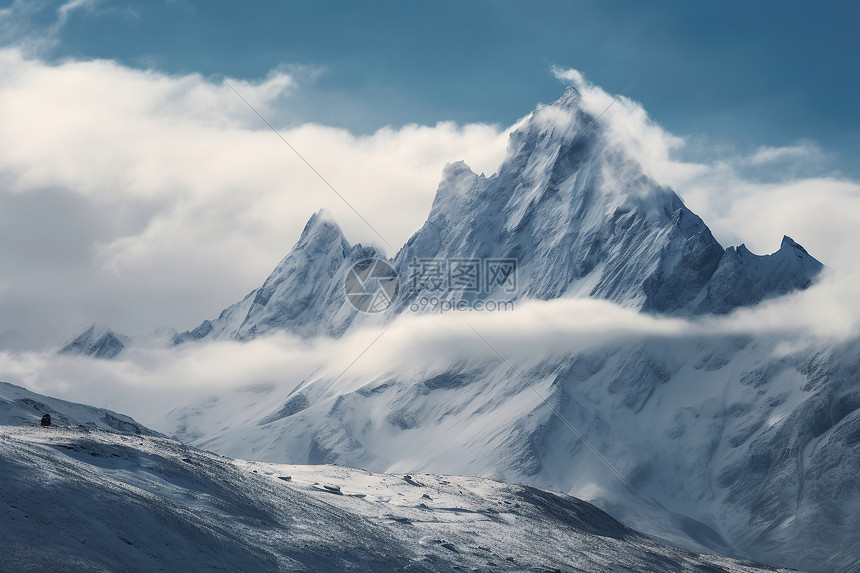 白雪皑皑的山脉图片