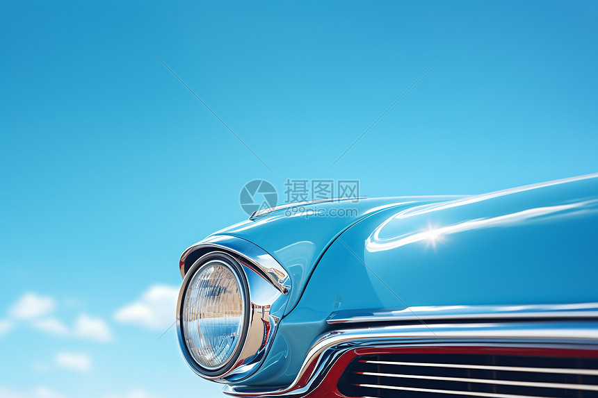蓝天白云下的经典汽车图片