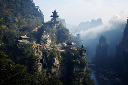 神秘的古老建筑风景图片