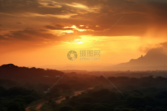 日落山岳风景图片