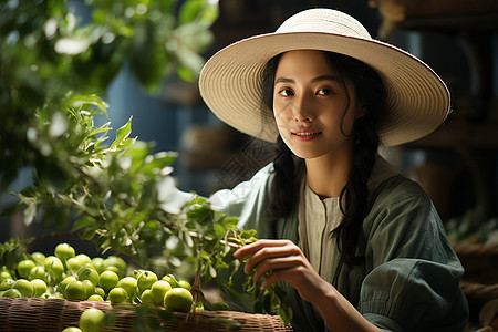 新鲜采摘的茶叶图片