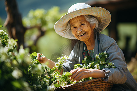 慈祥的茶农图片