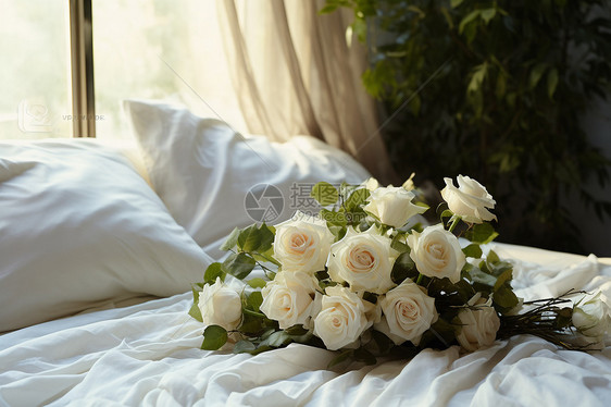 白玫瑰盛放的幸福图片