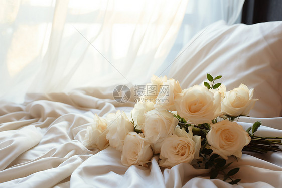 床上的鲜花图片