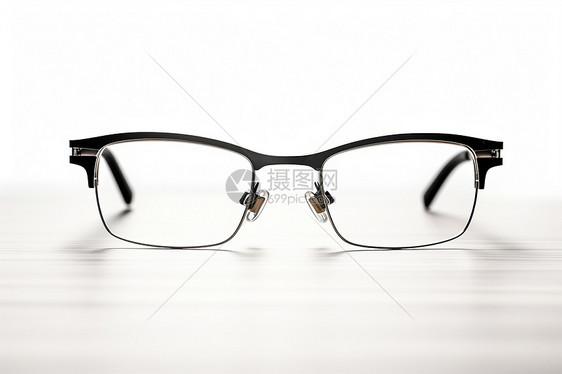 桌上的黑框眼镜图片