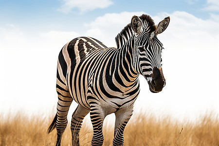非洲大草原上一只斑马站立着背景图片