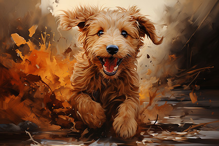 快乐奔跑的小狗图片