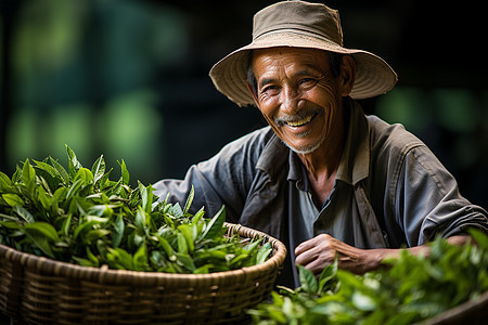 快乐的茶农图片