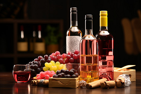 葡萄旁的美酒图片