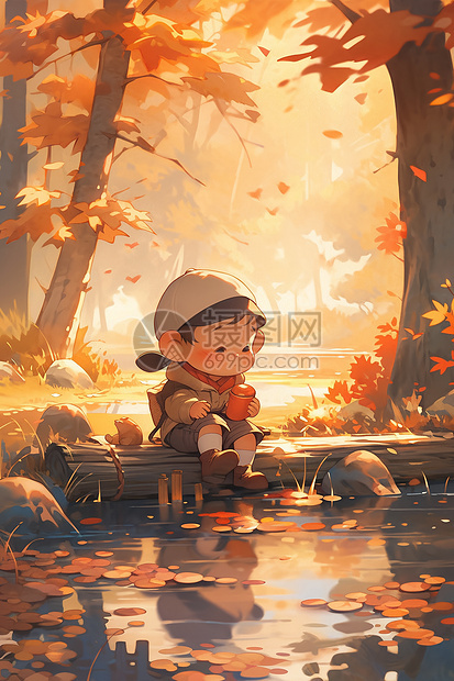 秋日里的男孩图片