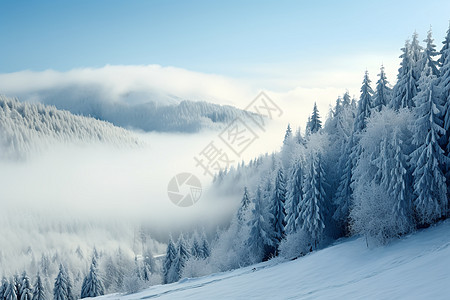 漫天冰雪的山脉图片