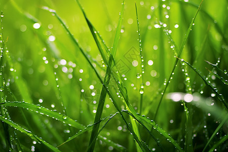 细雨打湿草地图片