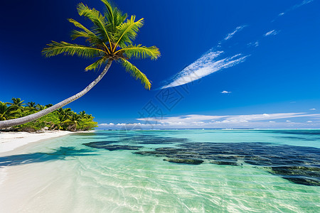 碧海蓝天下的一颗棕榈树图片