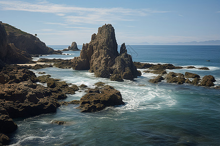 海浪冲击着岩石图片