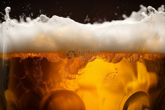 啤酒里的金色波浪图片