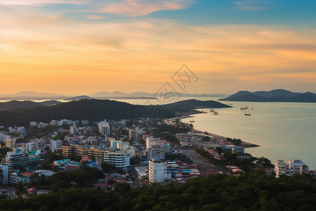 港口海岸旁的房子图片