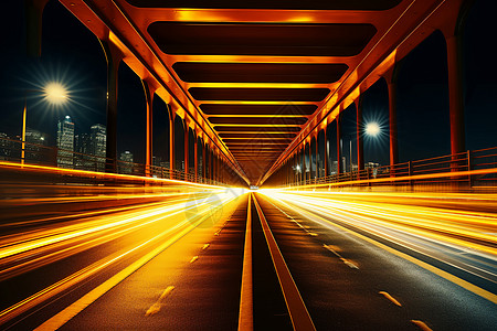 城市夜晚道路城市桥上的灯光背景