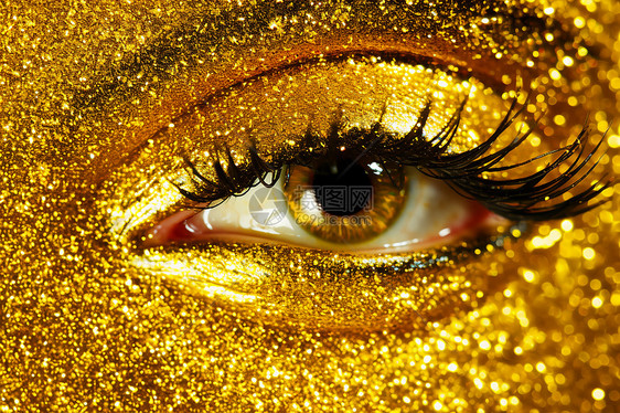 金色闪粉的眼妆图片