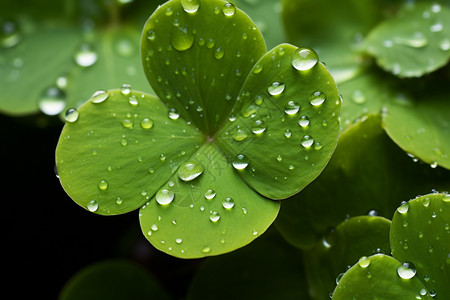 谷雨大自然的叶子上有水滴背景