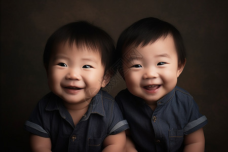 男性双胞胎在微笑背景图片
