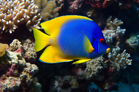 海底珊瑚礁旁的小鱼背景图片