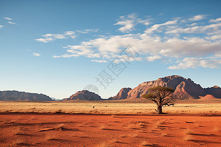 孤独的树在沙漠中图片
