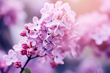 枝干上盛放的紫色花朵图片