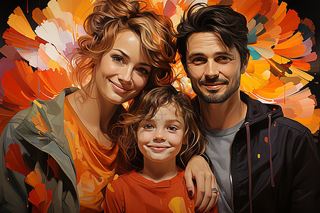 家庭幸福肖像背景图片