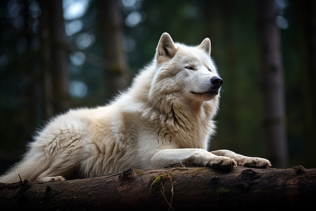 森林中的野生白狼图片