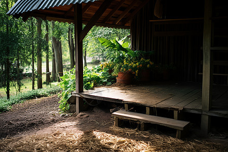 户外的小屋建筑图片