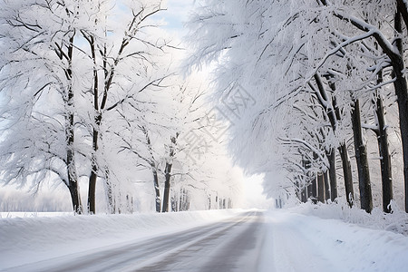 雪森林冬日乡村小路背景