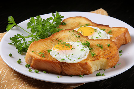美味煎蛋配面包高清图片