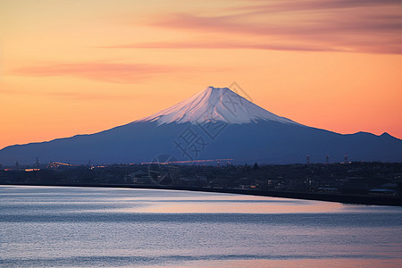 富士山日出日落下的富士山背景
