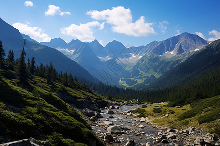 翠绿的山河奥塔山谷高清图片