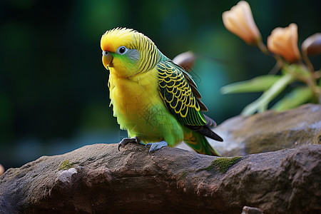 枝干上的黄色鹦鹉背景图片