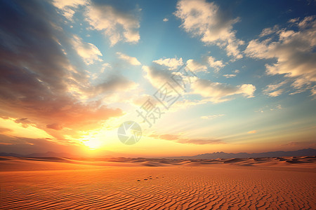日落时的沙漠风景图片