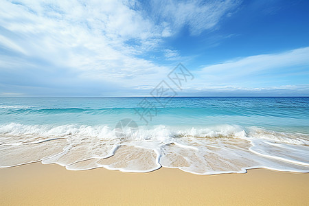 蓝水蓝天下的海滩风景背景