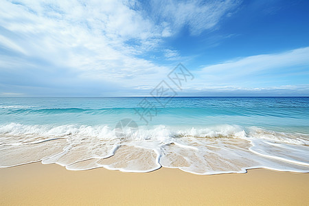 蓝天下的海滩风景图片