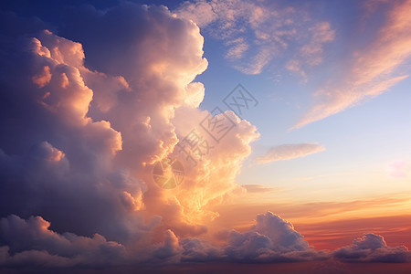 夕阳时天空中美丽的云彩图片